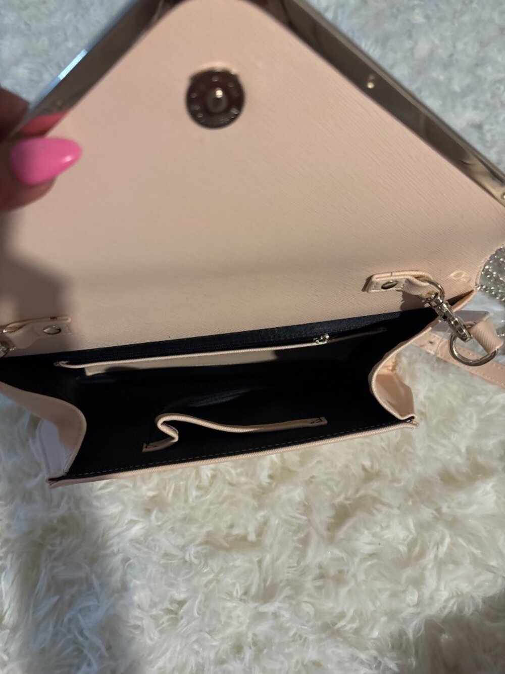 Lacuttura New York Blush Pink Envelope Clutch Crossbody Purse Gold Hardware - Picture 14 of 16